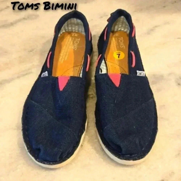 Toms Bimini womens sneakers drawstring shoes blue size 7 - Picture 1 of 11
